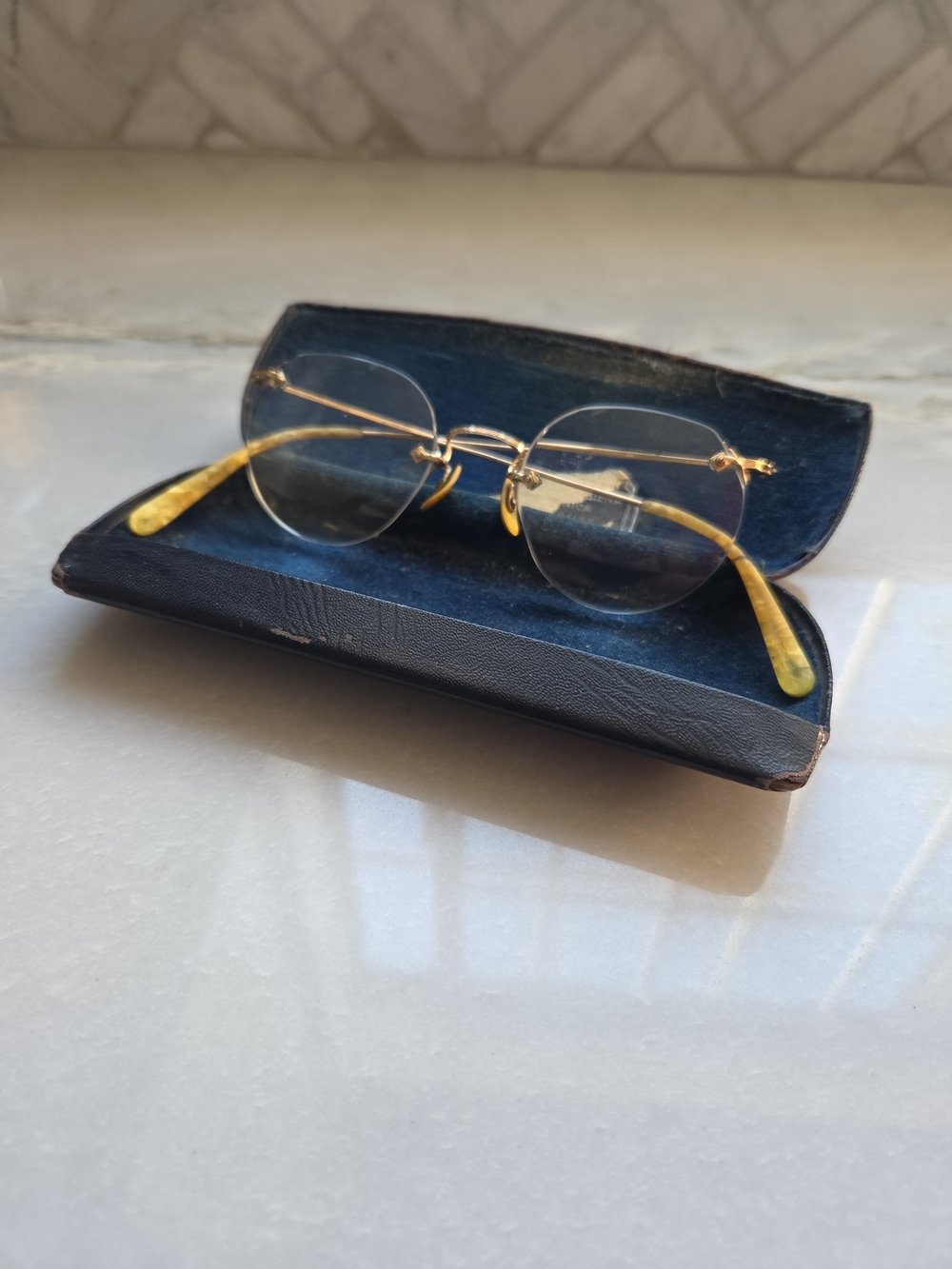 Vtg American Optical Kids 1/10 12K GF Rimless Kids Eyeglasses AO Mid-Century ⬇️